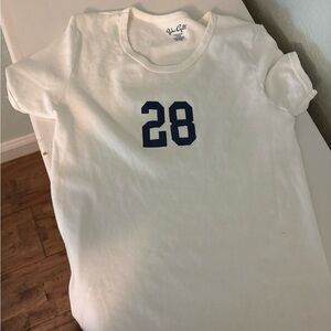 Brandy White Tee with Navy Number 28